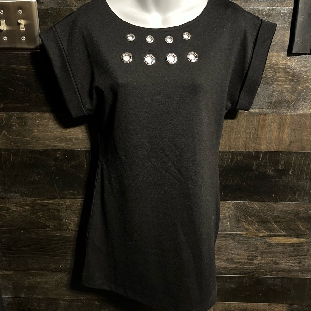 Brina & Em Black Top with Silver Grommets size small